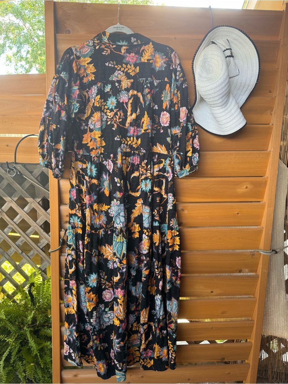 Aeropostale Black Floral Maxi Dress with Teal and Mustard Print